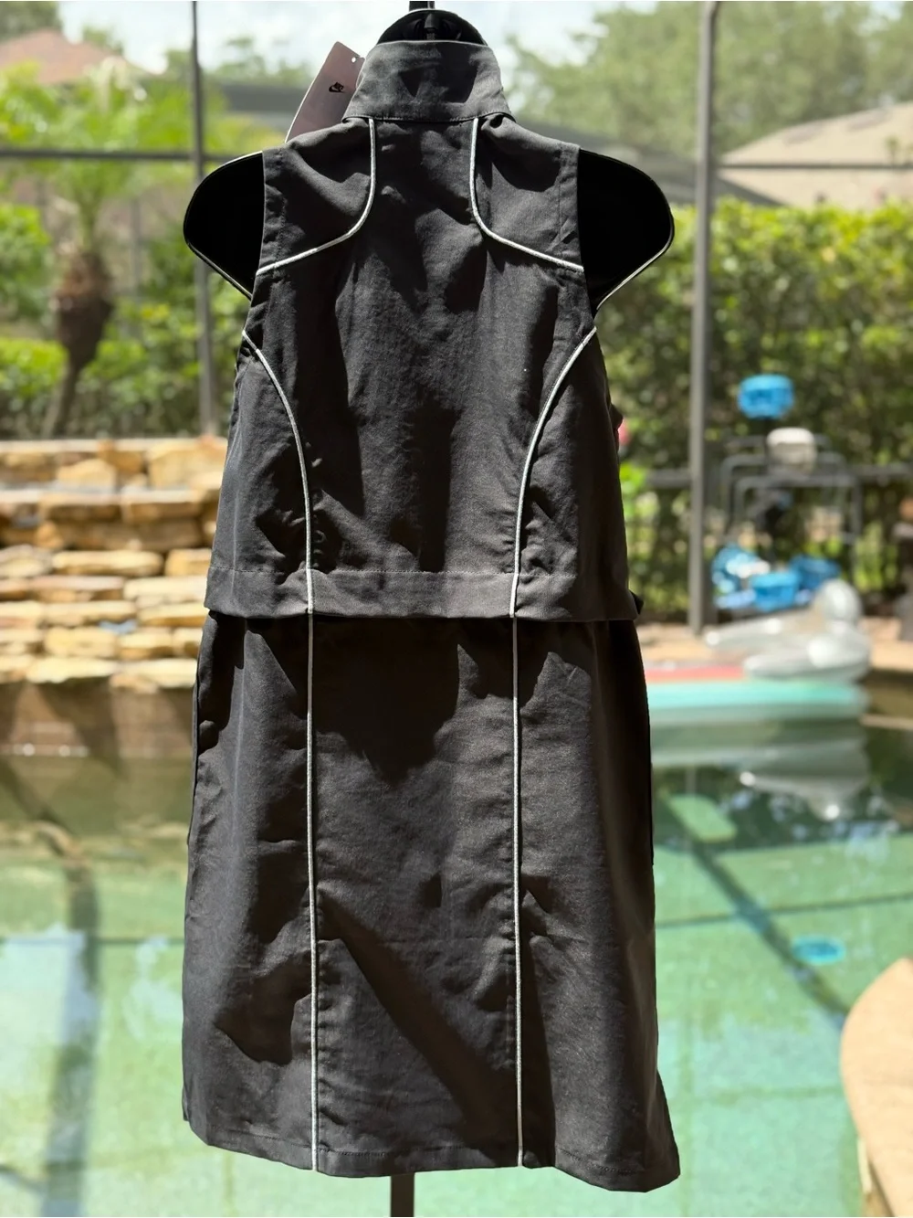 Nike Womens Woven Half Zip Bungee Waist Sporty Dress Black FN2286-010 Size S